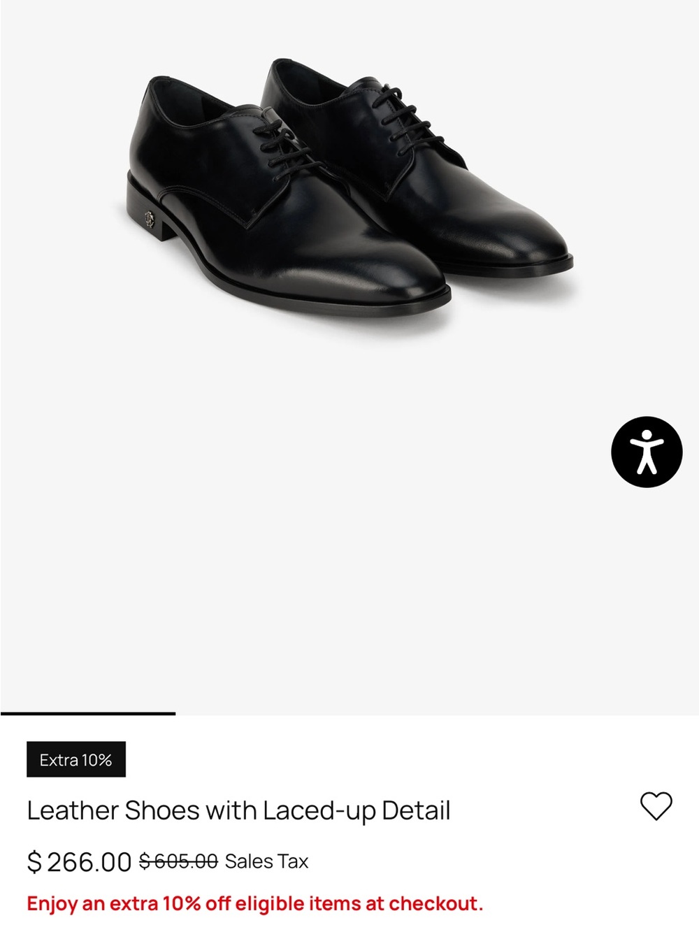 Roberto Cavalli Black Leather Lace-Up Derby Shoes